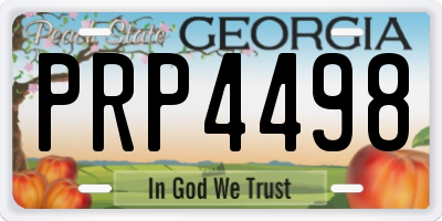 GA license plate PRP4498
