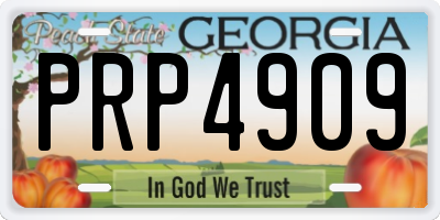 GA license plate PRP4909