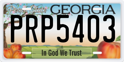 GA license plate PRP5403