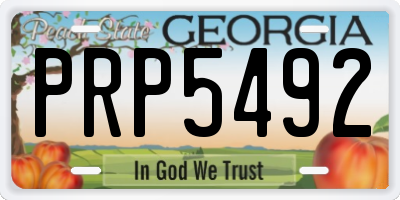 GA license plate PRP5492
