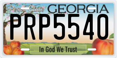 GA license plate PRP5540