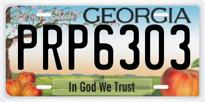 GA license plate PRP6303