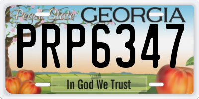 GA license plate PRP6347