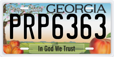 GA license plate PRP6363