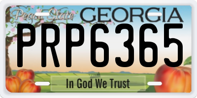 GA license plate PRP6365