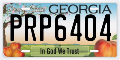 GA license plate PRP6404
