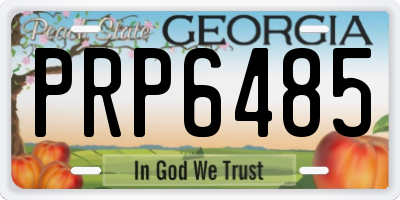 GA license plate PRP6485
