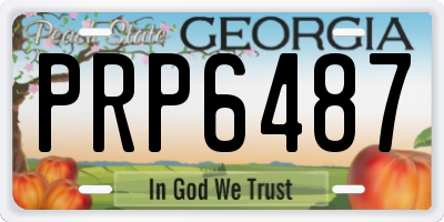 GA license plate PRP6487