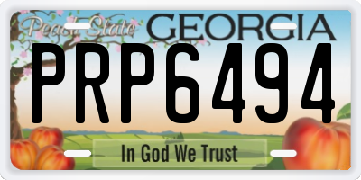 GA license plate PRP6494