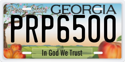GA license plate PRP6500