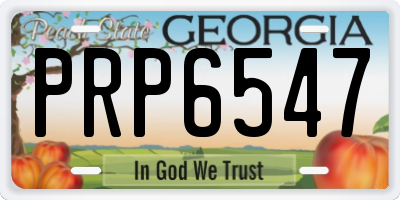 GA license plate PRP6547