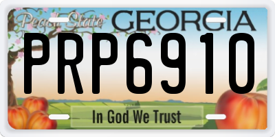 GA license plate PRP6910