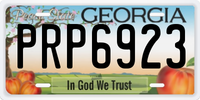 GA license plate PRP6923