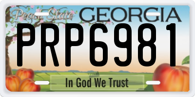 GA license plate PRP6981