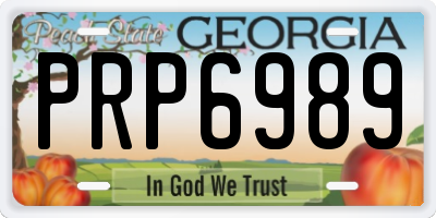 GA license plate PRP6989