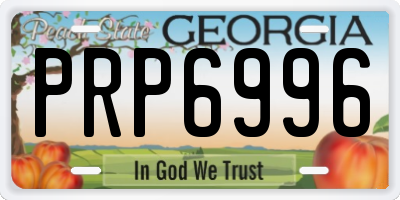 GA license plate PRP6996