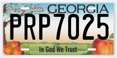 GA license plate PRP7025