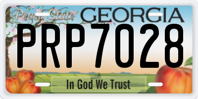 GA license plate PRP7028