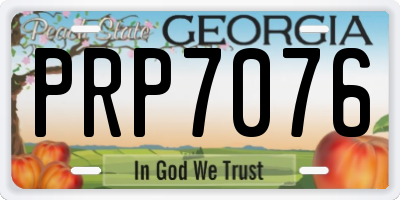 GA license plate PRP7076