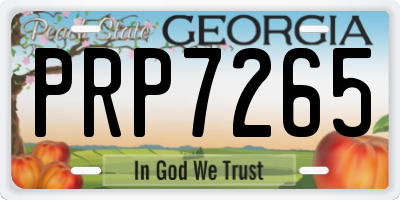 GA license plate PRP7265