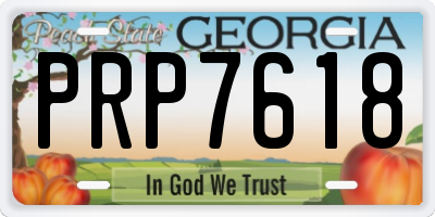 GA license plate PRP7618