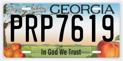 GA license plate PRP7619