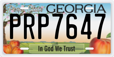 GA license plate PRP7647