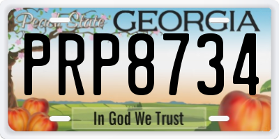 GA license plate PRP8734