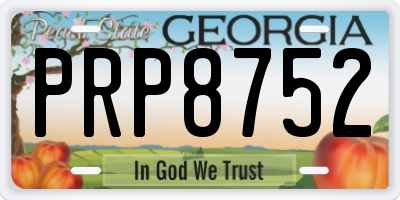 GA license plate PRP8752