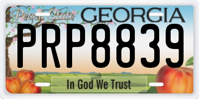 GA license plate PRP8839