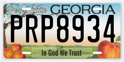 GA license plate PRP8934