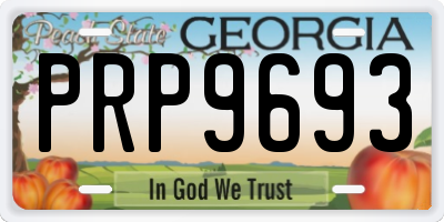 GA license plate PRP9693