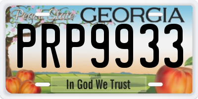 GA license plate PRP9933