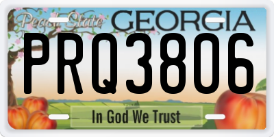 GA license plate PRQ3806