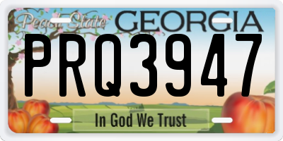 GA license plate PRQ3947
