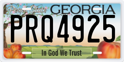 GA license plate PRQ4925