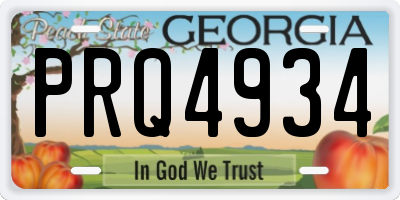 GA license plate PRQ4934