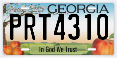 GA license plate PRT4310