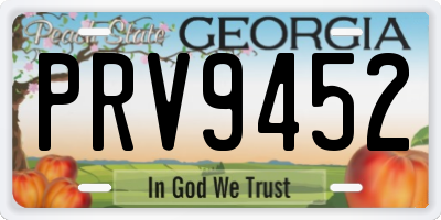 GA license plate PRV9452