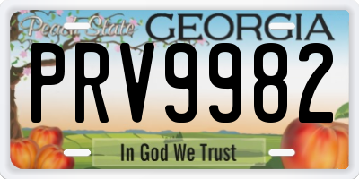 GA license plate PRV9982