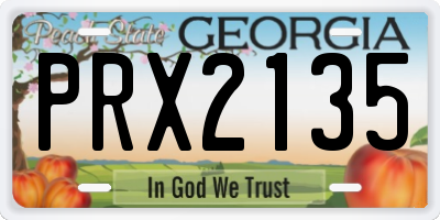 GA license plate PRX2135