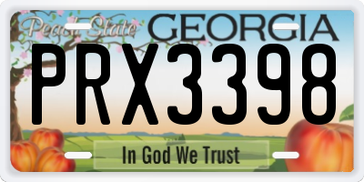 GA license plate PRX3398