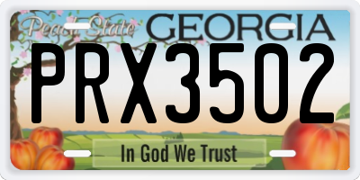 GA license plate PRX3502