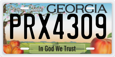 GA license plate PRX4309