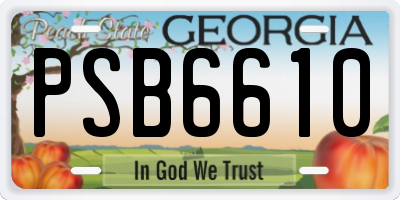 GA license plate PSB6610