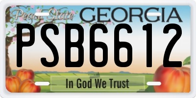 GA license plate PSB6612