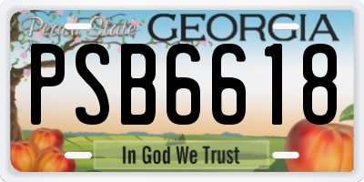 GA license plate PSB6618