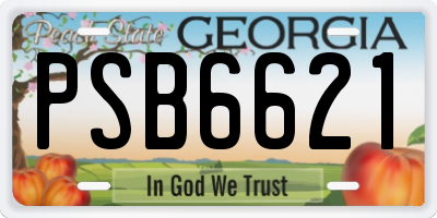 GA license plate PSB6621
