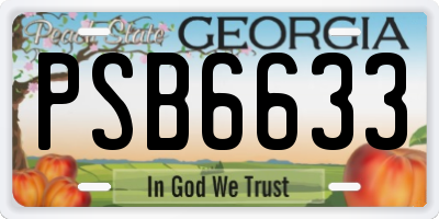 GA license plate PSB6633