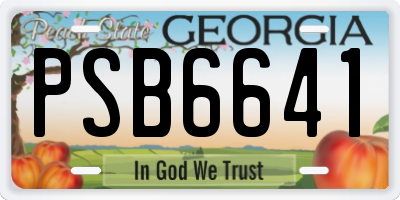 GA license plate PSB6641
